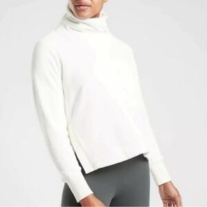 Athleta Women’s Double Cozy Karma Funnel Neck Sweatshirt Pullover White Size L
